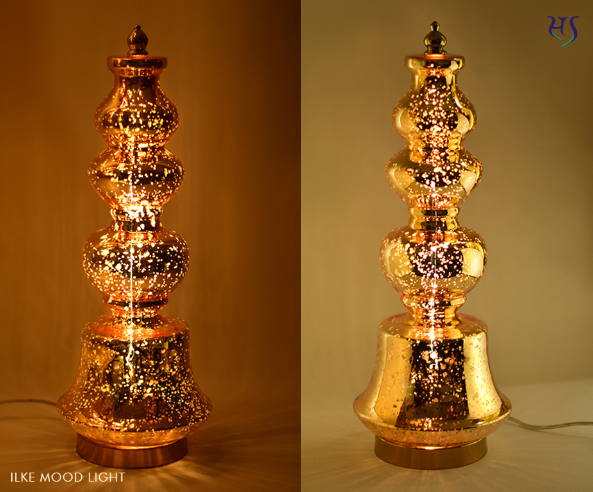Ilke Table Lamp Gold Antique by Sahil & Sarthak